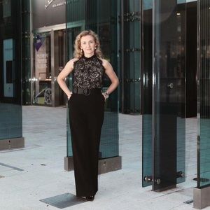 QED London Lace long romper, black, XS